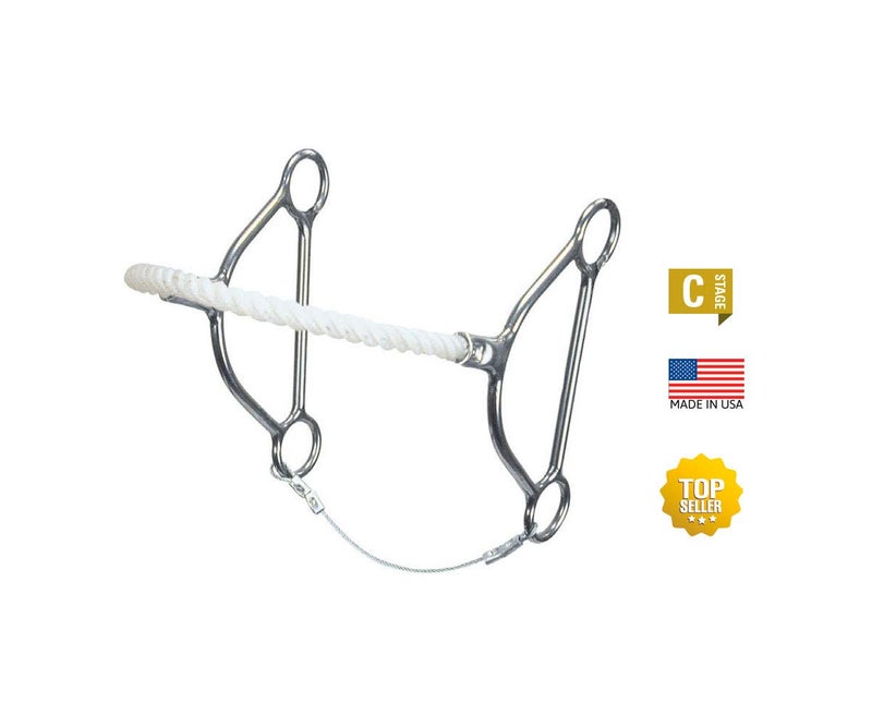 Reinsman راينسمان 960 هاكامور خنفساء للخيول - أنف حبل - 6" خدود - المرحلة C، فضي/أبيض - Image 3